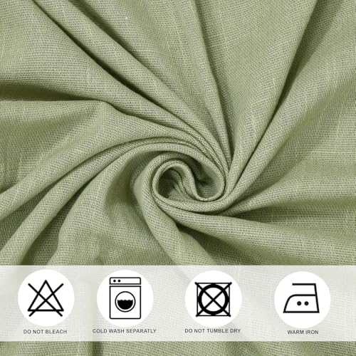 Image of THE LINEN COMPANY Cotton Linen Solid Eyelet Curtains for Window, Avocado Green, Light Filtering Curtain Panels, Window Size 4 Feet, Pack of 1