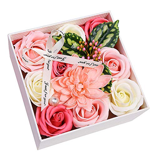AESTHING Bath Soap Rose Flower,Flora Scented Rose Petal Bouquet Gift Box Party Favors Wedding Anniversary Birthday Mother's Day Christmas Valentine’s Gift (Pink)