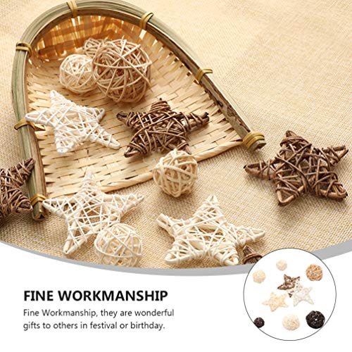 Bestoyard 9Pcs Christmas Tree Rattan Wicker Balls Nordic Styled Rattan Stars Christmas Ornaments Vase Fillers Photo Props Scatter For Wedding Party Christmas Decoration #TOP3