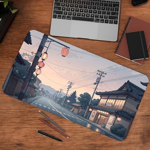 Image of Nostalgic Street Premium Desk Mat | Anti-Skid | Anti-Slip | 60 x 28 cm | Laptop Mat for Work from Home /Office /Gaming- Extended Mouse pad and Keyboard Desk mat