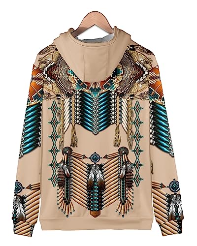 SIAOMA Native American Indians Hoodie Unisex 3D Print Hooded Coat Native American Zip Up Jacket3