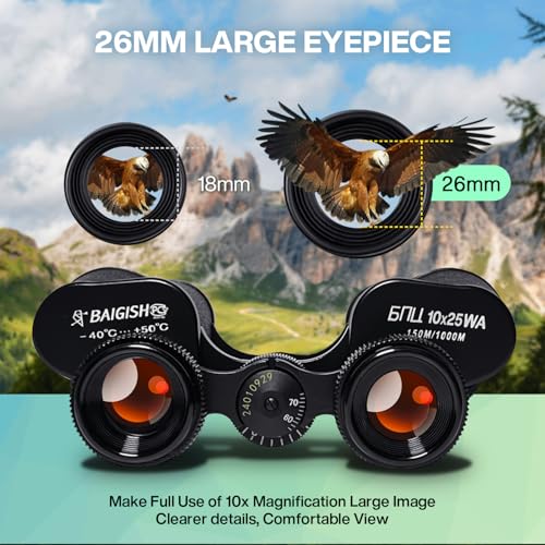 Binoculares compactos 10x25 para adultos con bolsa miniatura 2