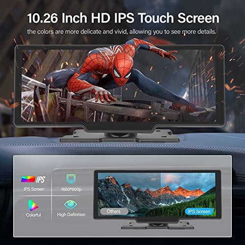 Podofo Bezprzewodowe Carplay Radio samochodowe 10,26'' Bezprzewodowy ekran dotykowy Android Auto Bluetooth Transmitter FM/AUX/Karta SD DC7-32V Łatwa instalacja dla przyczep kempingowych LKW
