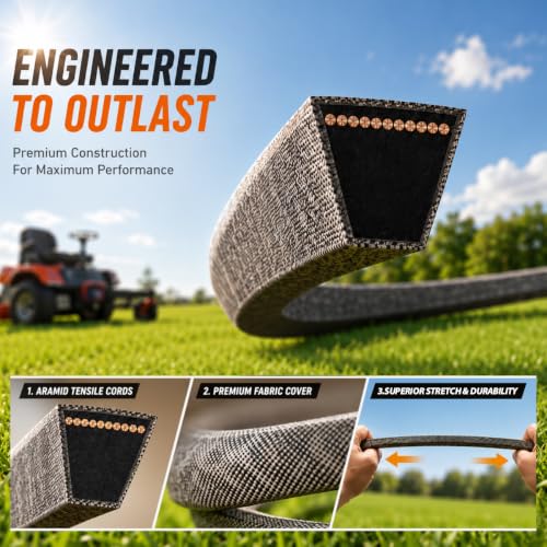 Image of 1-633127 Deck Belt 5 /8 inchx146 inch for Exmark 633127 Aramid Cord | Replacement for Exmark Lazer Z 60 Inch SL, XS, XP, DS, AS, X, E, S Series Mowers