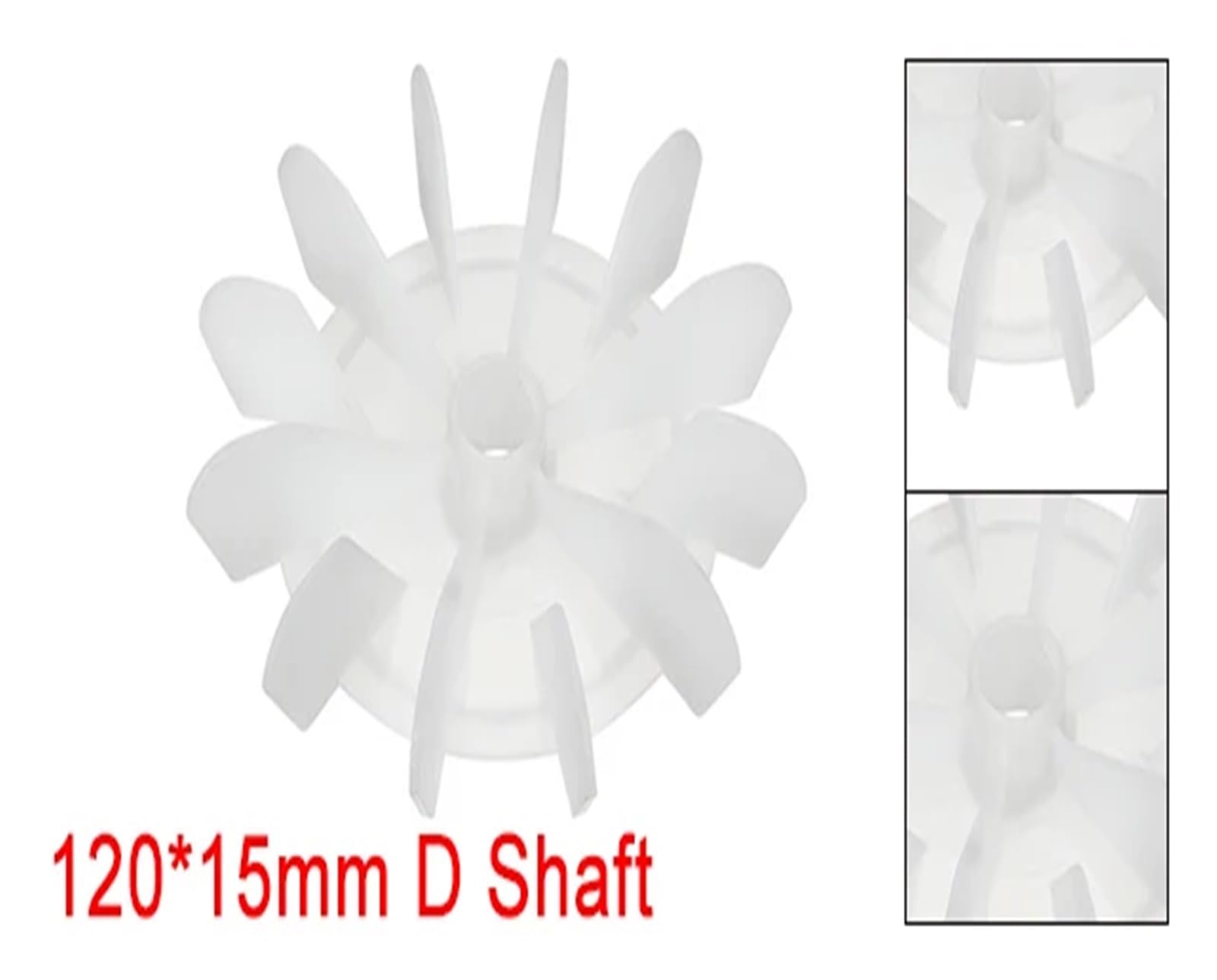 Hoja de ventilador de motor, 1 pieza de 120 x 15 mm/140 x 16 mm/140 x 18 mm/148 x 20 mm, plástico blanco, eje D de repuesto 6/12 impulsor, paleta de ventilador de motor (120 x 15 mm, 12 paletas)