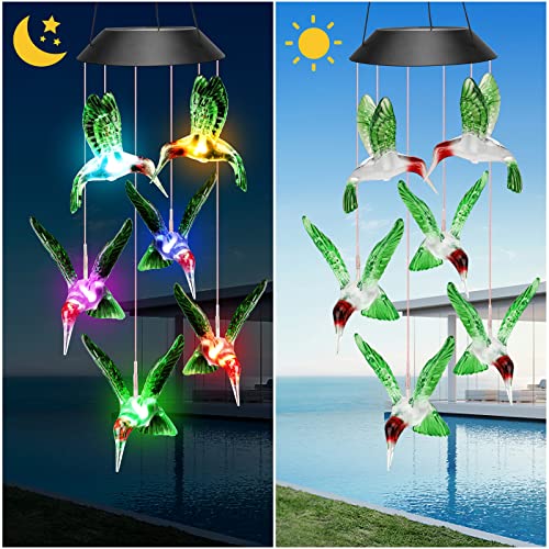 Winzwon Gifts For Mom Mothers Day From Daughter Solar Hummingbird Wind Chimes Outdoor Mobile Hang Garden Patio Porch Birthday Gifts For Grandma Women #TOP4
