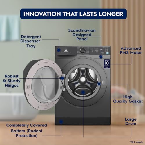 Image of Electrolux 9kg 5 Star Front Load Washing Machine, AutoSense Technology, Full Load Steam Wash, Hygienic Care, EcoInverter Motor, UltimateCare 300, EWF9024M3SB, Dark Silver