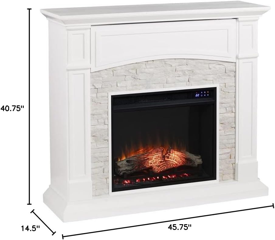 Bowery Hill Transitional Wood Electric Media Fireplace in White