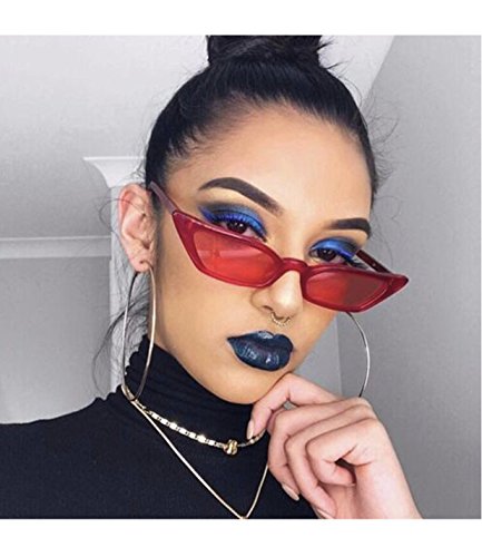Image of W&Y YING Small Cat Eye Sunglasses for Men and Women Skinny Retro Frame Y2K Shades Trendy Fun Fashion Glasses