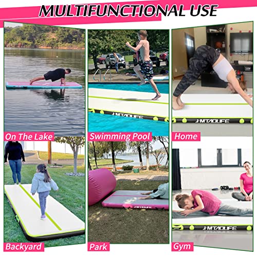 Tumble Track Gymnastics Air Mat[With Shoulder Strap], Hmtaolife 6.6/10/13/16/20Ft Inflatable Training Mat For Kids, Thickness Floor Mat With Electric Air Pump For Home/Water Fun/Train (6.6Ft*3.3Ft*4In, Pink) #TOP2
