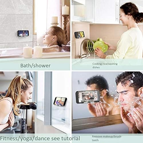 Soporte ajustable para teléfono de ducha y tableta, soporte de pared autoadhesivo impermeable 3