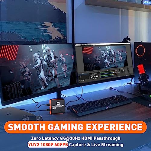 Placa de Captura para Switch com Passagem 4K, Captura de Vídeo de Jogo HDMI USB3.0 1080P 60FPS para