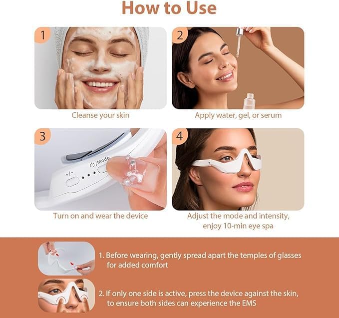 Under-Eye Red Light Therapy Device with Microcurren, 3D Contour Eye Massager for Dark Circles, Eye Bags & Wrinkles, Rechargeable Under Eye Treatment Device for Puffiness and Fine Lines