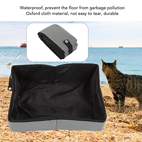 Arenero plegable portátil para gatos gris miniatura 7