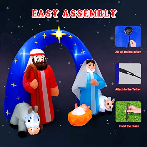 7.5Ft Inflatable Nativity Sets Scene Christmas Yard Outdoor Decorations The Birth Of Jesus Scene Blow Up Built-In Led Lights Indoor Outdoor Holiday For Outside,Yard, Lawn, Garden, Quick Air Blown #TOP3
