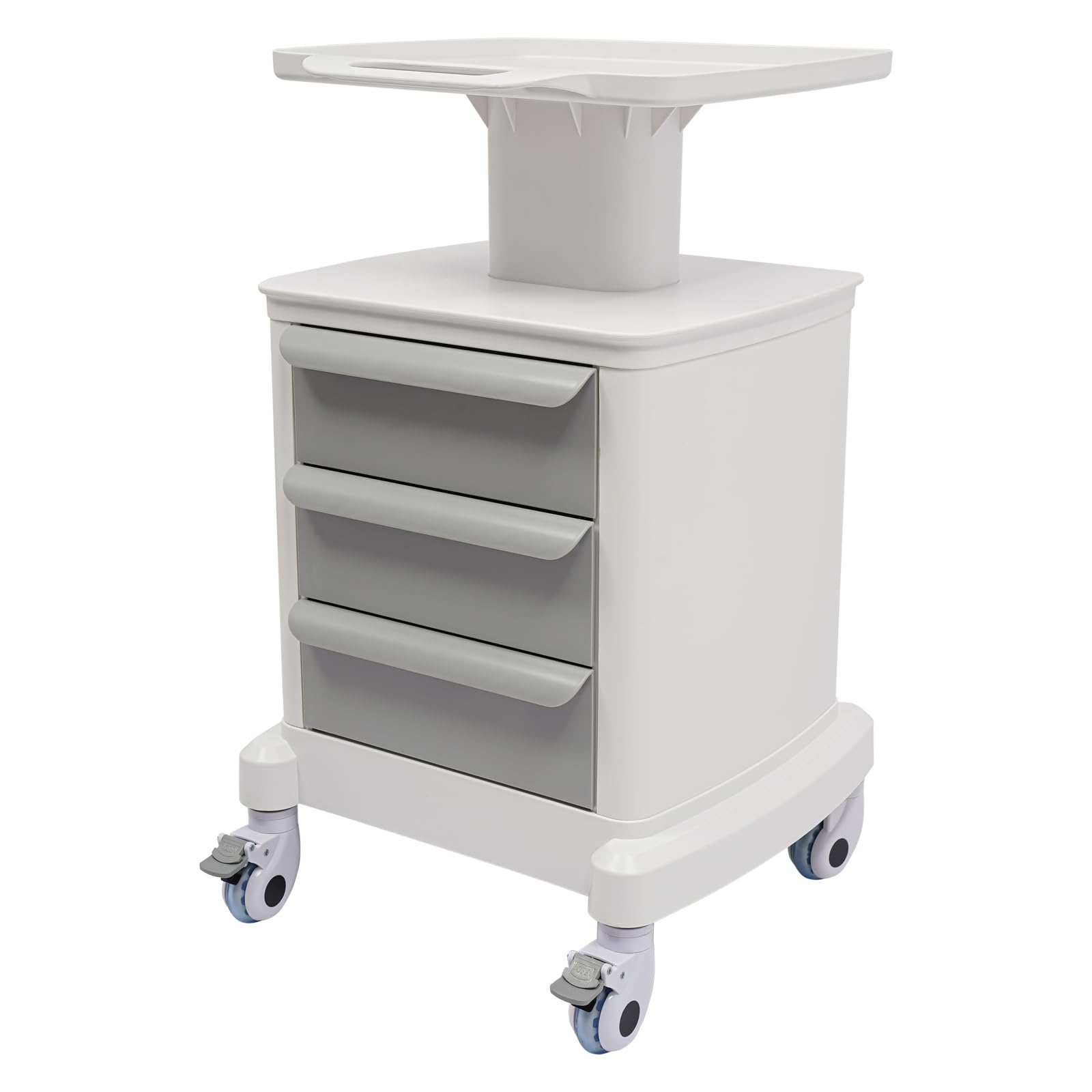 Professional 3-Drawer Utility cart on Wheels Multi-Service cart Trolley Rolling Tool Storage Trolley Laboratory Rolling Trolley with 4 Silent Wheels for Laboratory, Clinic, Salon, Office, White