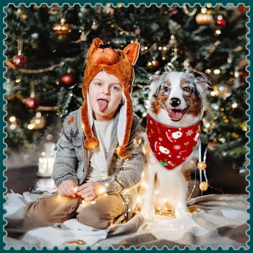 2 Stück Weihnachts-Hundehalstücher, Weihnachtsgeschenke für Hunde, waschbares dreieckiges Hunde-Halstuch, Weihnachtskostüm-Zubehör für Welpen, kleine, mittlere, große Hunde, Katzen, Haustiere