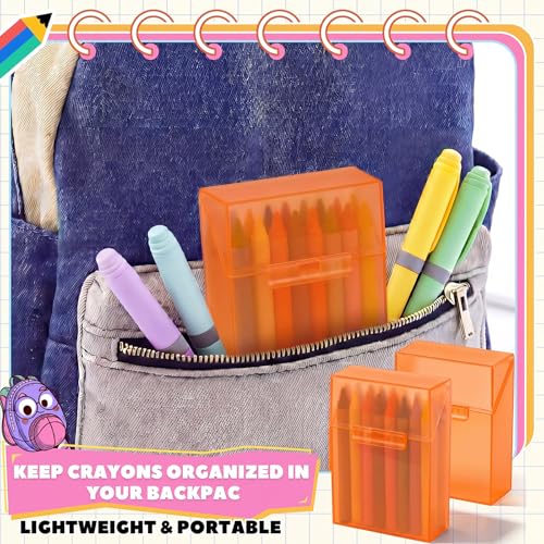 Image of Clabby 4 Pcs Clear Plastic Crayon Boxes Hold 24 Count, Orange