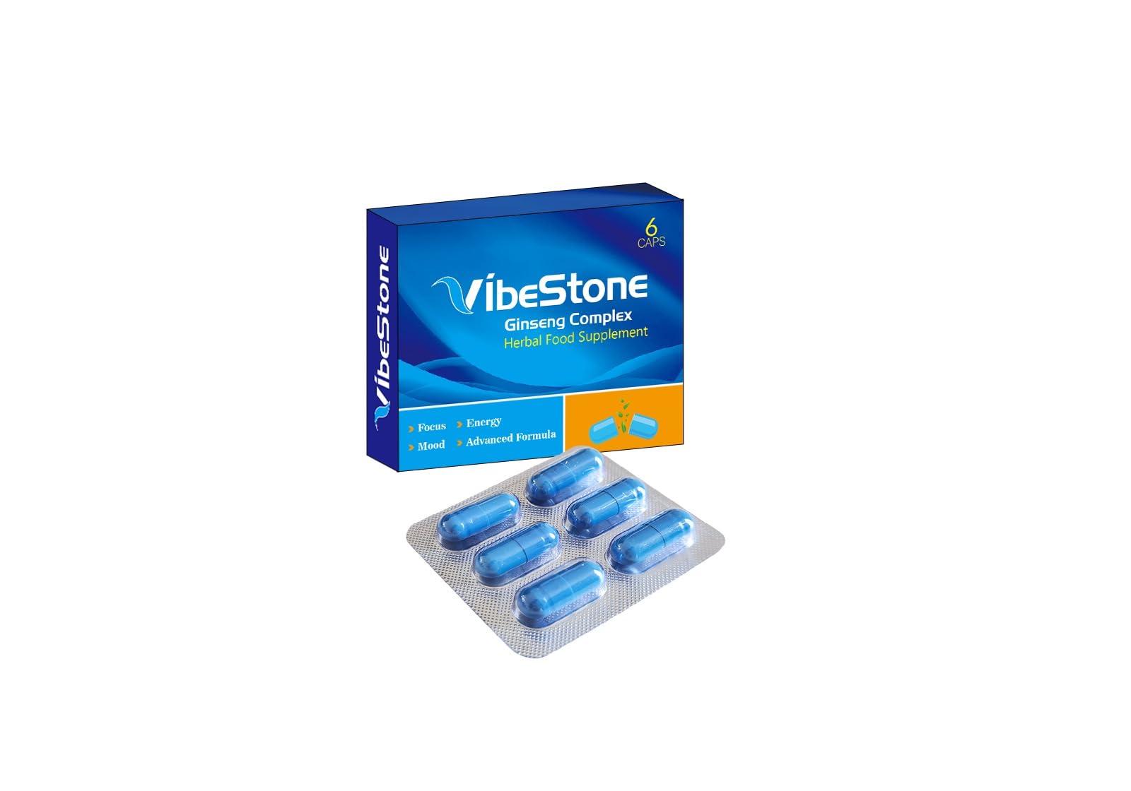 Ultra Strong VIBESTONE | 6 Capsules | Ginseng | Stronger | Power & Performance | Immediate Effect | Health Support | 500MG Ginseng LIBIDO Booster Capsules