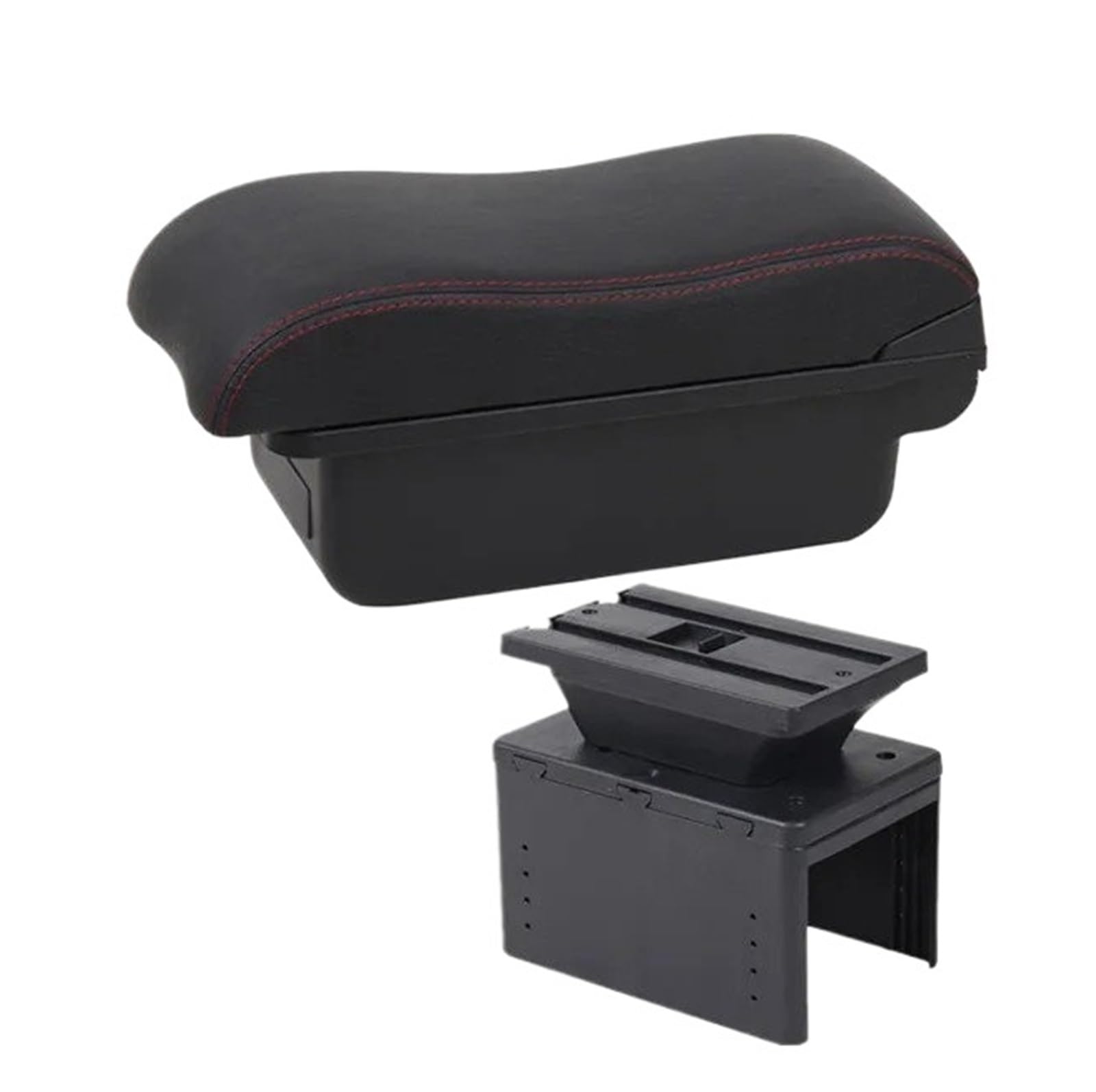 UMDJJU Universal Car Armrest Box Model Accessories Storage Retrofit Parts Increase Relieve Fatigue Car Centre Console Armrest Box(A1 red line No USB)