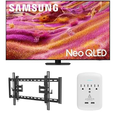 Samsung QN85QN90FAFXZA 85 Inch Neo QLED 4K QN90F Vision AI Smart TV with a Walts TILT-EXTENSION-37-90 Tilt Mount and Amber Protection 3-Outlet-Surge Surge Protector (2025)