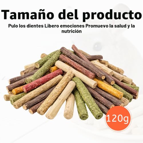 Miniatura 2 de Rowglow 120g Barritas De Manzano Heno Bambú Natural Para Conejos, Palitos Bambu Timothy Manzano Palo Juguete Para Conejo Hamster Cobaya Chinchilla Mezcla 120g