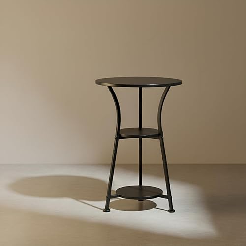 Vista 5 de Dulcii Mesa auxiliar redonda pequeña para espacios estrechos y pequeños, sofá redondo de 3 niveles junto a la mesa, mesa auxiliar moderna para sofá