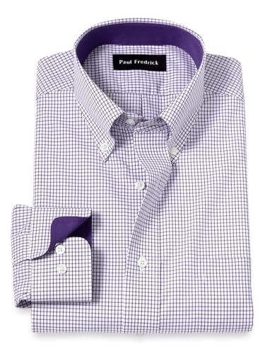 Paul Fredrick Men's Classic Fit Non-Iron Cotton Check Dress Shirt