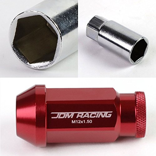 Red Aluminum M12 x 1.5 25MM Diameter/50MM Height Open End Acorn Tuner 20 Piece Lug Nuts