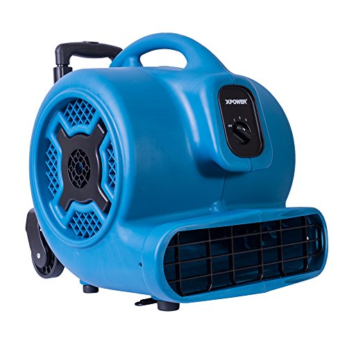 XPOWER P-800H Pro 3/4 HP 3200 CFM Centrifugal Air Mover, Carpet Dryer, Floor Fan, Blower, Telescopic Handle and Wheels, for Water Damage Restoration, Janitorial, Plumbing, Home Use, Blue #1