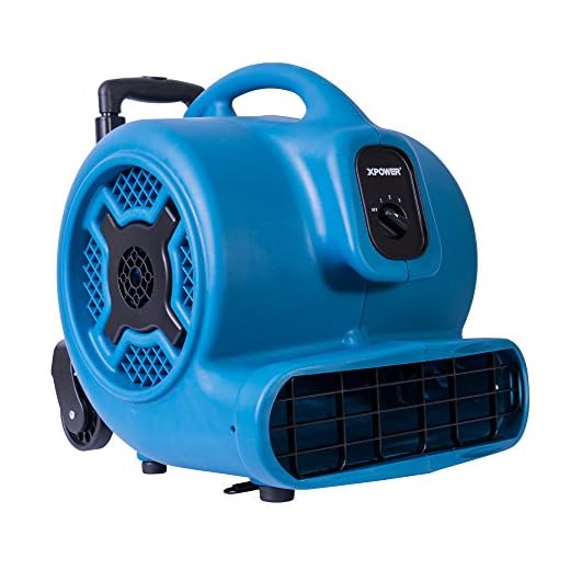 XPOWER P-800H Pro 3/4 HP 3200 CFM Centrifugal Air Mover, Carpet Dryer, Floor Fan, Blower, Telescopic Handle and Wheels, for Water Damage Restoration, Janitorial, Plumbing, Home Use, Blue