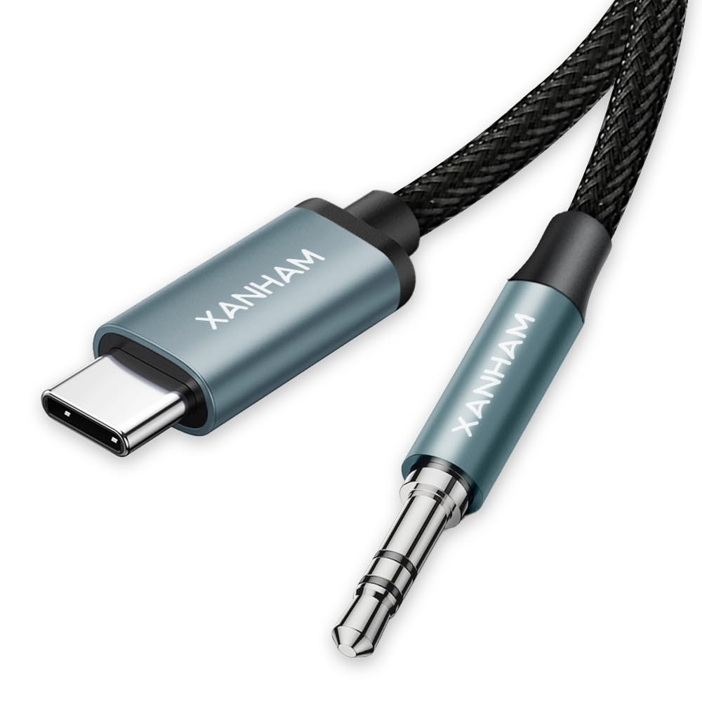 XANHAM USB Type C to 3.5mm Aux Jack Adapter Cable USB C to 3.5mm Headphone Stereo Male to Male Cord Compatible with iPhone 15 Plus/15 Pro Max, Galaxy