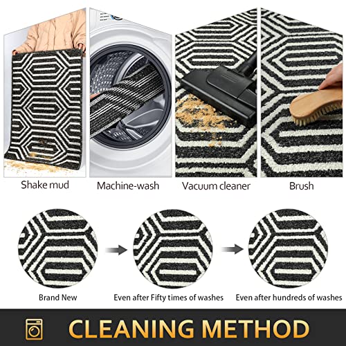 Indoor Doormat,Front Back Door Mat Rubber Backing Non Slip Door Mats 32”X48” Absorbent Resist Dirt Entrance Doormat Inside Floor Mats Area Rug For Entryway Machine Washable Low-Profile(Black) #TOP5