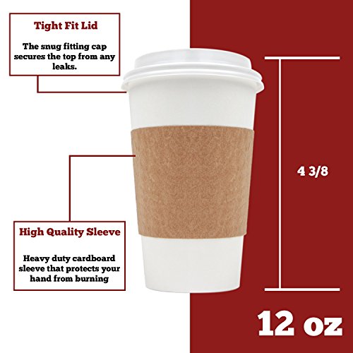 Disposable Paper Coffee Cups - Insulated - With Lids And Sleeves (50, 12 Oz) #TOP1