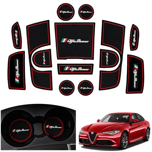 Center Console Liner for Alfa Romeo Giulia 952 Accessories2016 2017 2018 2019 for Giulia Cup Holder Mat, Door Slot Pad, Coaster Trim, Non-Slip Dust Interior, Custom Rubber Decoration Insert