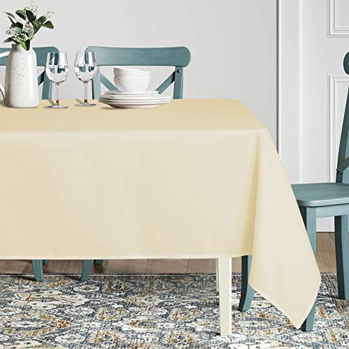 Image of sancua Rectangle Tablecloth - 54 x 78 Inch - Stain and Wrinkle Resistant Washable Polyester Table Cloth, Decorative Fabric Table Cover for Dining Tables, Buffet Parties and Camping, Beige