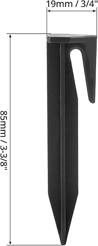 Miniatura 6 de QWORK Estacas de alambre de plástico, 200 unidades, 3.35 pulgadas, negro, punta de bayoneta, borde de jardín, clavos de césped, clavijas de alambre,