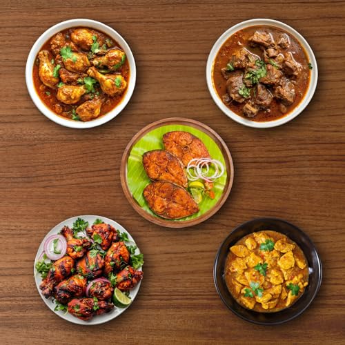 Image of ZOFF Non-Veg Gravy & Marinade Combo - Chettinad, Tandoori Chicken, Fish Fry (25g each), Chicken & Mutton Gravy (90g each) - 255g | Ready-to-Cook Indian Meal Kit (Pack of 2)