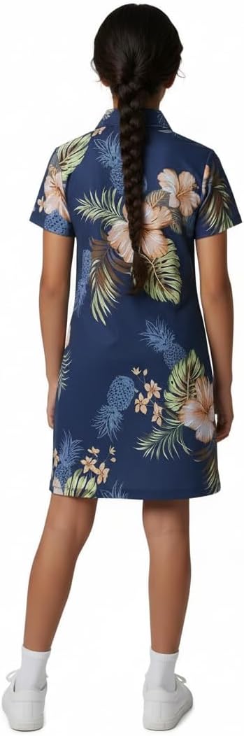 Hawaii Hangover Family Matching Tropical Polo Shirts & Polo Dresses – Pineapple Garden Navy Resort Golf Outfits