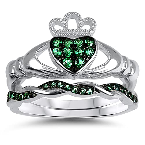 LaRaso & Co Celtic Wedding Engaement Rings claddagh Bridal Rings Set for Women Sizes 9