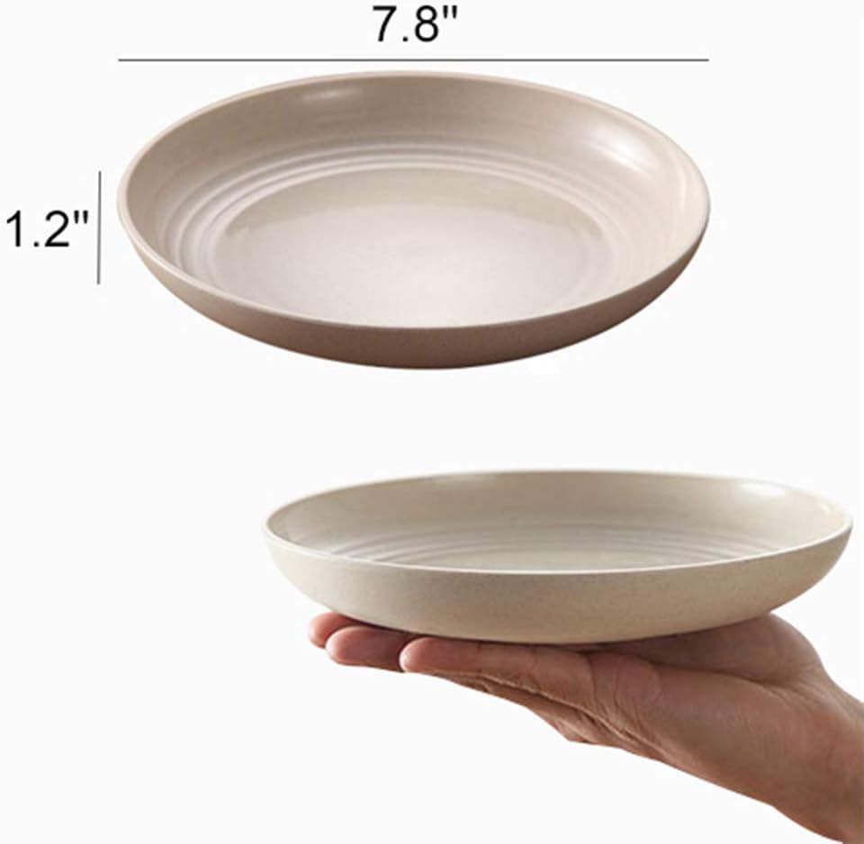 Wееklу Tор Sаlе 6-Pcs 7.8in Wheat Stalk Dinner Plates Microwave & Dishwasher Safe, Lightweight BPA Free Salad/Cake/Dissert Dishes for Baby Kids, Toddler, anti-fallen, Non-Toxic (6-Pcs)