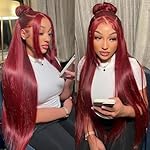 30 Inch 99j Burgundy 13x6 HD Lace Front Wigs Human Hair 250% Density Straight Burgundy Wig Human Hair Wigs for Black Women Glueless Wigs Human Hair Pre Plucked Pre Cut Frontal Wigs With Baby Hair - Image 5