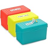 H4D Index Card Holder 3x5, Index Card Box Organizer Case, 3x5 Flash Note Card Holder, 3 Packs (Red/Green/Yellow)