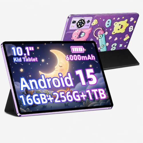 Image of 10.1-Inch Tablet, Android 15 Tablet, Wi-Fi 5, 16GB RAM 256GB ROM, 1TB Expandable, HD IPS Display, 6000mAh Battery, Keyboard