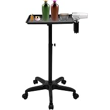 Salon Rolling Tray, Adjustable Hairstylist Rolling Tray with Wheels,Premium Aluminum Tattoo Tray,Suitable for spa Hairstylist Salon Trolley cart with Wheels