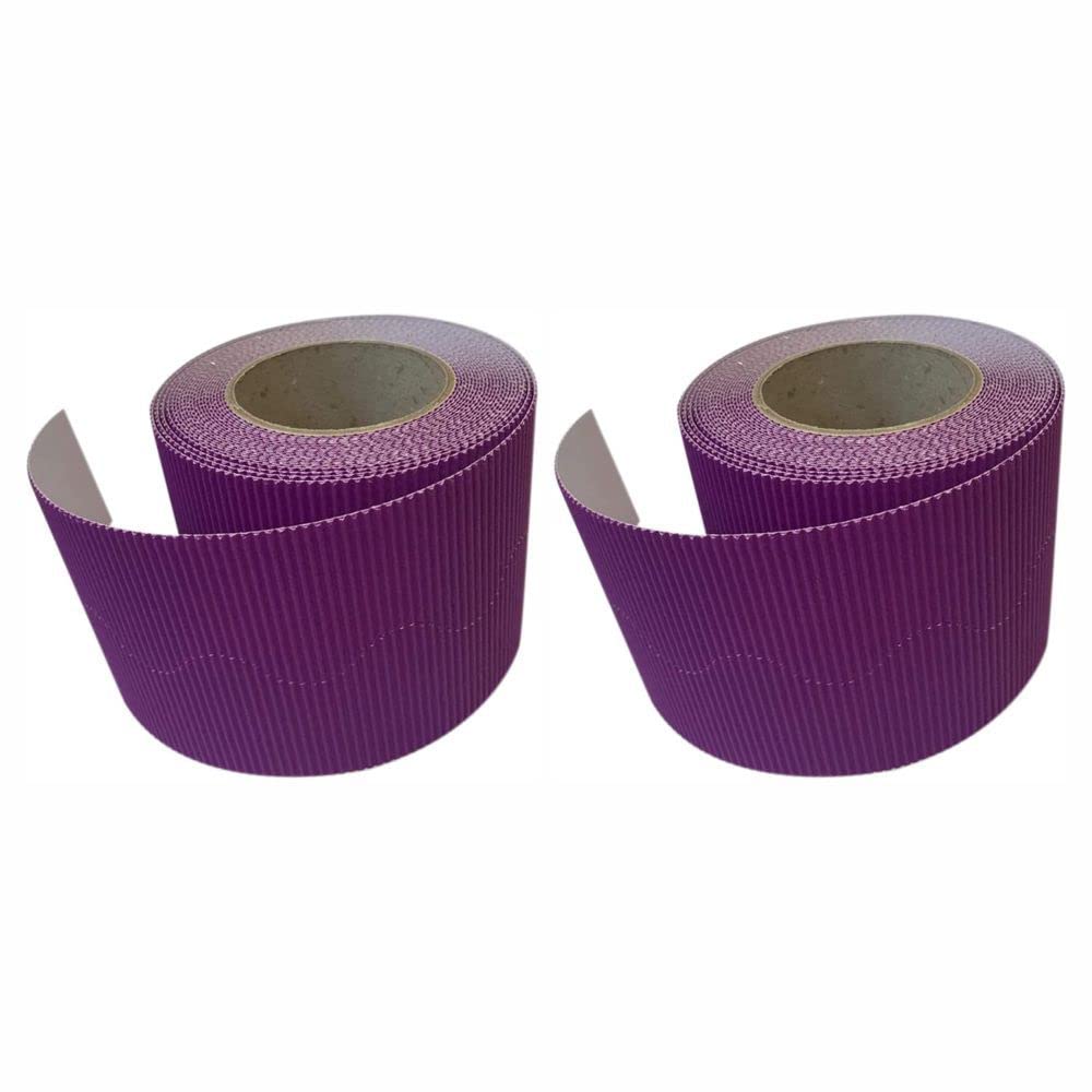 2 Ace Crafts (Pack of 2) Corrugated Display Borders Roll (Magenta) Size 57mm x 15m - School Classroom Decoration, Bulletin Boards & Crown Making Crafts, Scalloped Edge Border Rolls Fade Resistant — image 1
