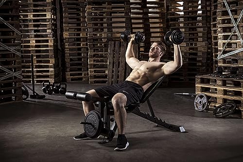 Tunturi UB60 Verstellbare Hantelbank / Trainingsbank / Schrägbank / Utility Bench mit beinhalterung – Bild 3