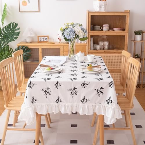 Nappe grande table brodée en coton premium avec volant élégant - 2