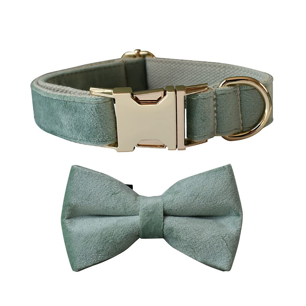 Love Dream Bow tie Dog Collar, Velvet Dog Collars with Detachable Bowtie Metal Buckle, Soft Comfortable Adjustable Bow Tie Collars for Small Medium