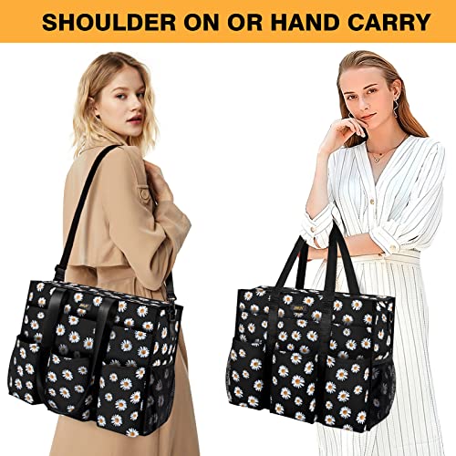 Image of IBFUN Utility Tote Bag with 24 Pockets, Large Teacher Tote for Women with Laptop Compartment, Travel Tote Bag with Zip Top